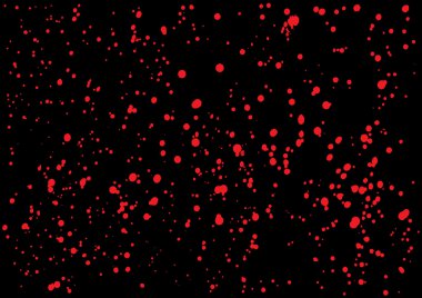 Vector splatter of blood in red color on black background.