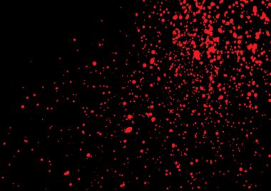 Blood splatter in red ink color on black background.