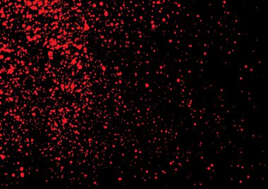 Blood splatter in red ink color on black background.