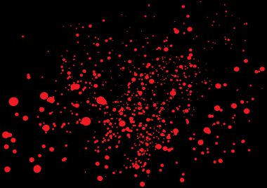 Blood splatter in red ink color on black background.