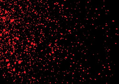 Blood splatter in red ink color on black background.