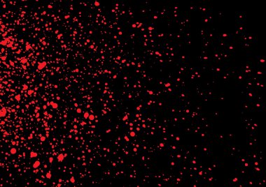 Blood splatter in red ink color on black background.