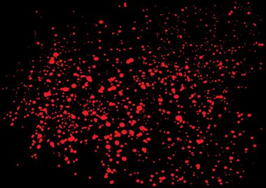 Blood splatter in red ink color on black background.