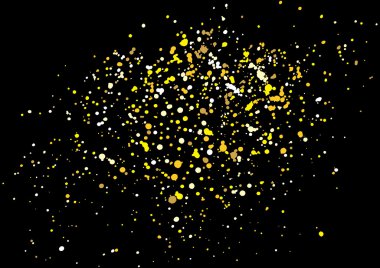 Sprey boyadan yapılmış siyah arka plan üzerinde altın parıltılı patlama. 