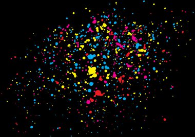 Renk splash illüstrasyon siyah arka plan üzerine.