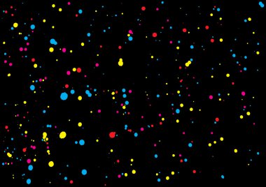 Background with many falling tiny round random confetti, glitter.