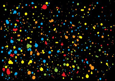 Background with many falling tiny round random confetti, glitter.