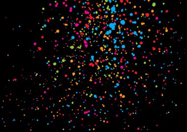 Background with many falling tiny round random confetti, glitter.