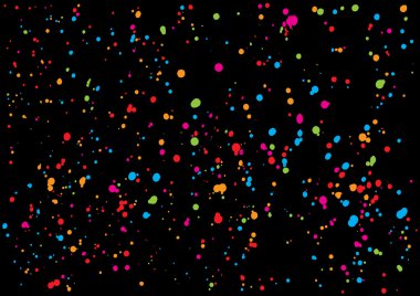 Background with many falling tiny round random confetti, glitter.