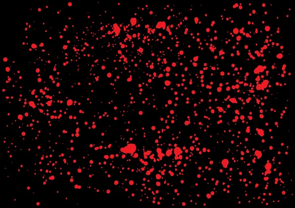 Éclaboussure vectorielle de sang de couleur rouge sur fond noir . — Image vectorielle