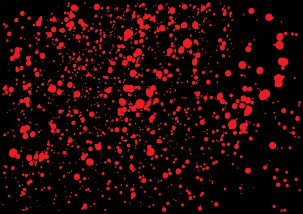 Vector splatter of blood in red color on black background. — Stock Vector