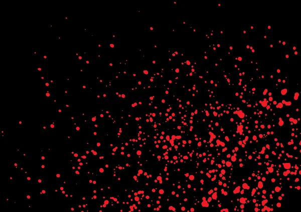 Vector splatter of blood in red color on black background. — Stockvector