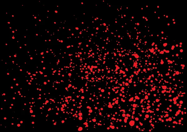 Vector splatter of blood in red color on black background. — Stock Vector