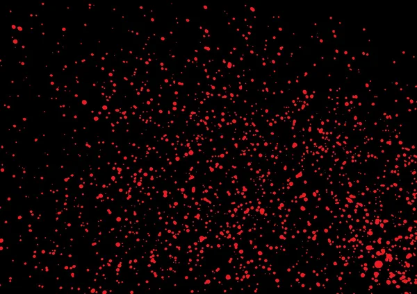 Vector splatter of blood in red color on black background. — Stock vektor