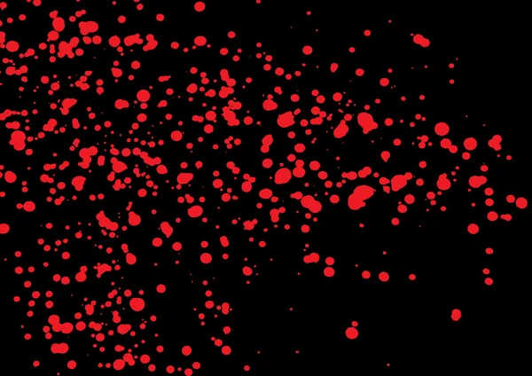 Vector splatter of blood in red color on black background. — Stockvector