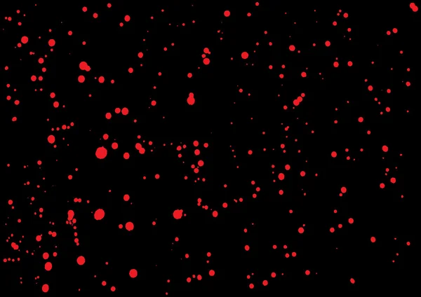 Vector splatter of blood in red color on black background. — Stockvector