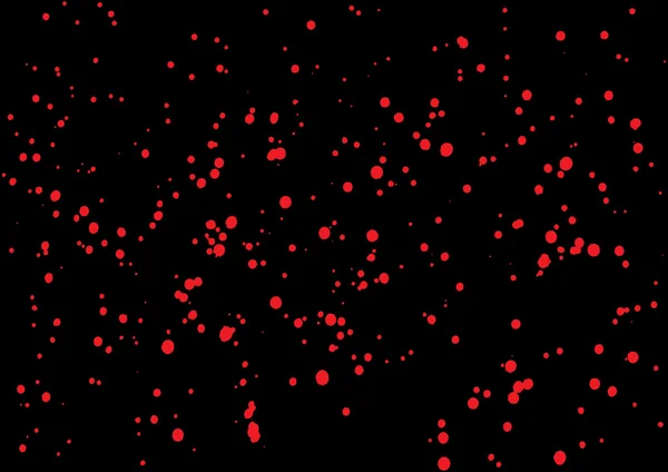 Vector splatter of blood in red color on black background. — Stockvector