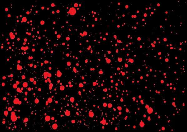 Vector splatter of blood in red color on black background. — Stockvector