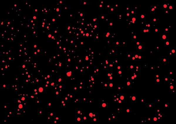 Vector splatter of blood in red color on black background. — Stockvector