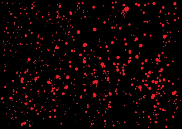 Vector splatter of blood in red color on black background. — Stock Vector