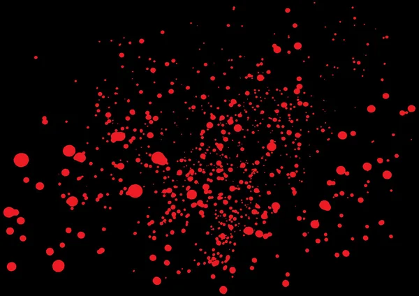 Blutspritzer in roter Tinte auf schwarzem Hintergrund. — Stockvektor
