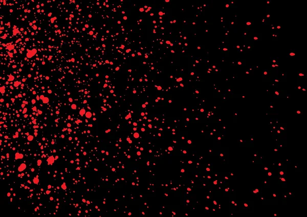 Blutspritzer in roter Tinte auf schwarzem Hintergrund. — Stockvektor