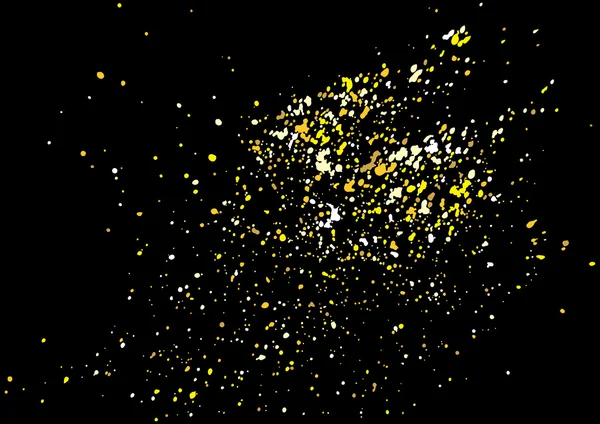 Gold glitter explosion on black background. Golden festive blow — 图库矢量图片