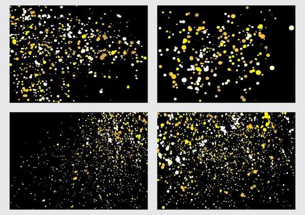 Conjunto de explosión de brillo dorado sobre fondo negro . — Archivo Imágenes Vectoriales