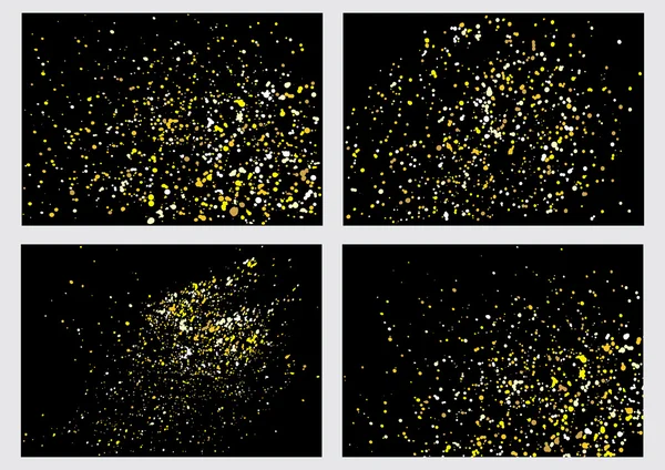 Conjunto de explosión de brillo dorado sobre fondo negro . — Archivo Imágenes Vectoriales