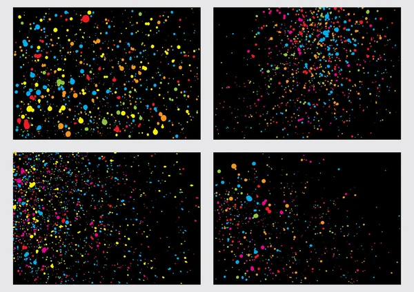 Set of colorful confetti isolated on black background. — Stock Vector