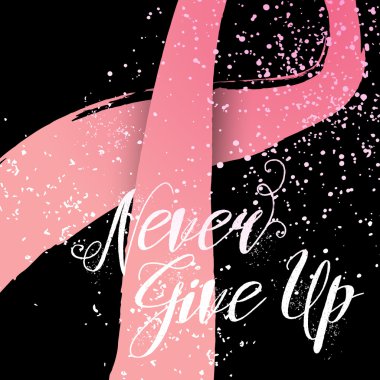 Never Give Up hand drawn lettering quote