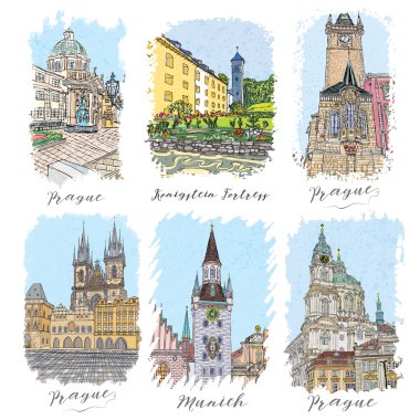 Set of creative artistic invitations cards