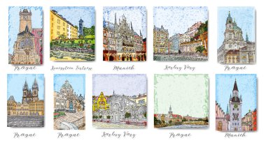 Set of creative artistic invitations card