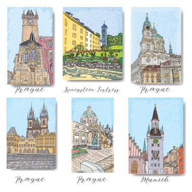 Set of creative artistic travel