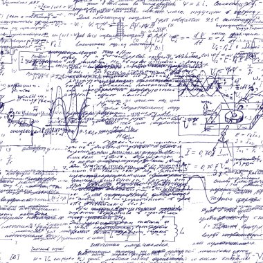 Math seamless pattern with handwriting of various operations and step by step solutions.