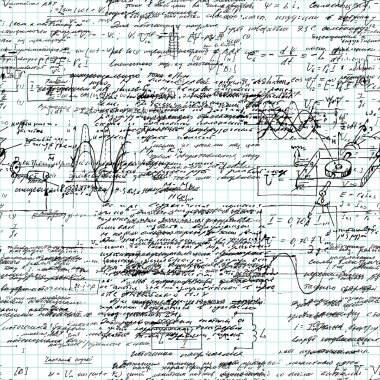 Seamless pattern of geometry, math, physics, electronic engineering subjects
