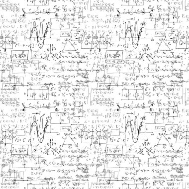 Seamless endless pattern background with handwritten mathematical formulas
