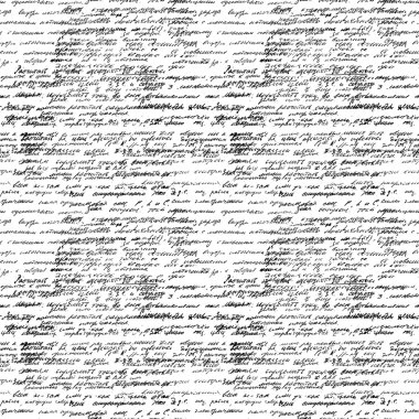 Vector seamless pattern with real hand written text on white paper.