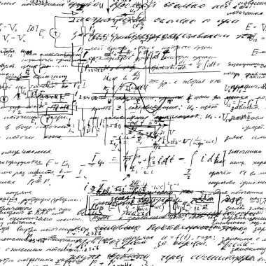 Seamless endless pattern background with handwritten mathematical formulas clipart