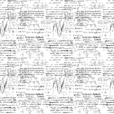 Seamless endless pattern background with handwritten mathematical formulas