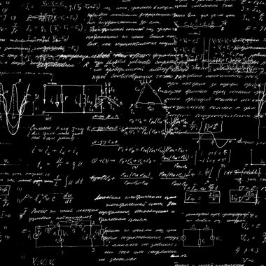 Seamless pattern of geometry, math, physics, electronic engineering subjects.