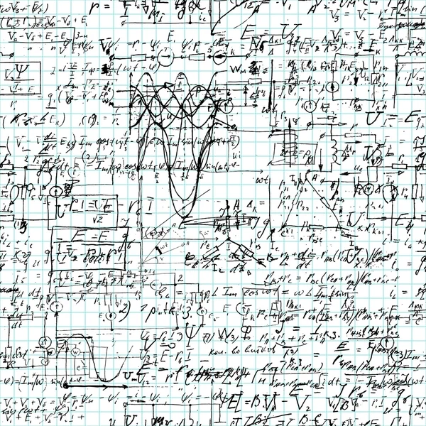 Seamless pattern of mathematical operation and equation, endless arithmetic pattern — Stock vektor