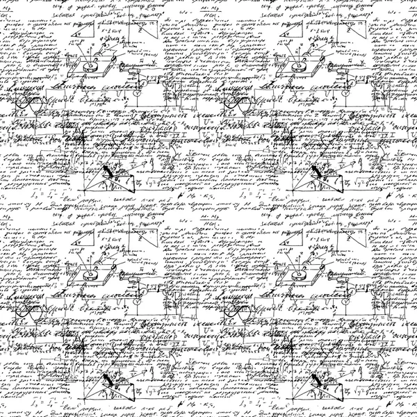 Seamless endless pattern background with handwritten mathematical formulas — Stockvector