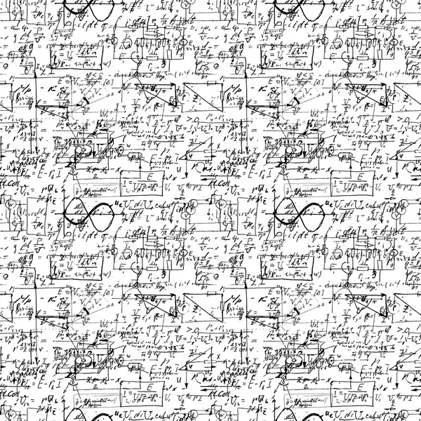 Math seamless pattern with handwriting of various operations and step by step solutions. — Stockvector