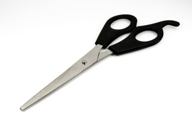 Beyaz arka planda siyah Kuaför aracı 