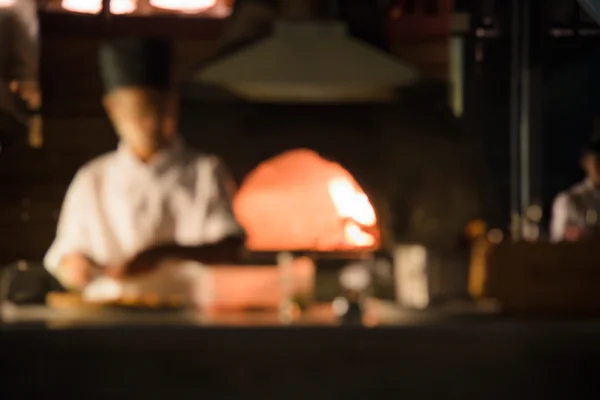 Pozadí pece pizzy v otevřené kuchyni Italská restaurace — Stock fotografie