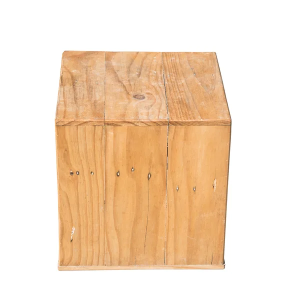 Drewniane pudełko na białym tle dicut ze ścieżką przycinającą — Zdjęcie stockowe
