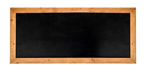 Empty wide black board with wooden frame — Stock Photo, Image