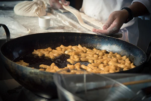 Photo set of process deep fried dough stick  ' patongko ' — 图库照片