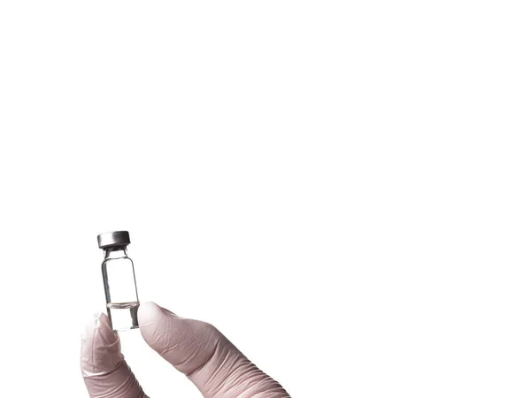 Vial Vidrio Que Líquido Con Una Vacuna Está Mano Del —  Fotos de Stock